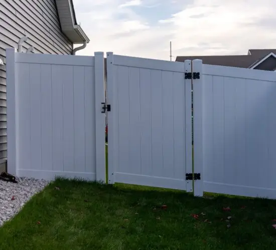 White Vinyl Privacy Fence with Gate